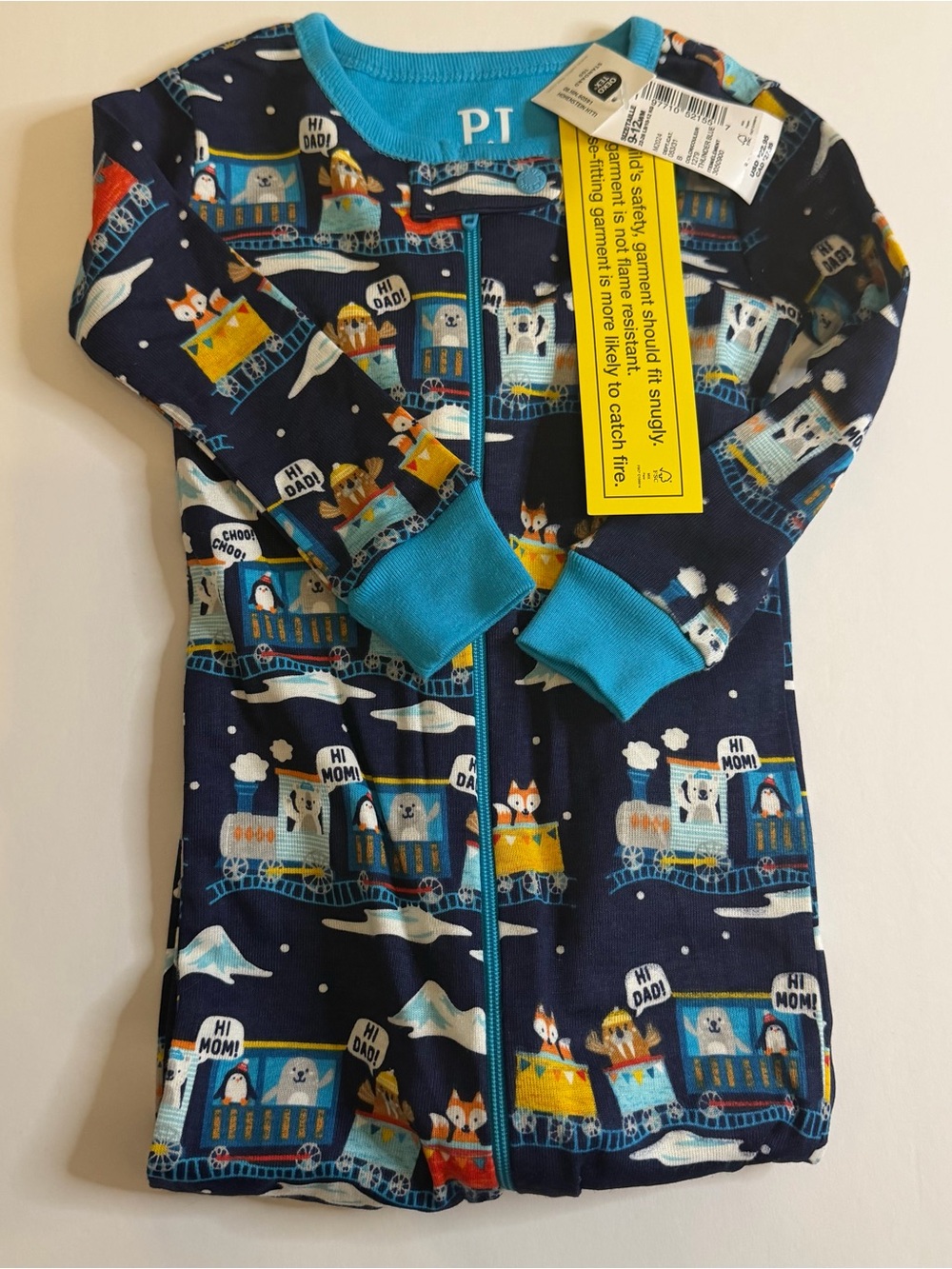 PJ Place Baby Train Animal Footed Pajamas 9–12M NWT Cotton